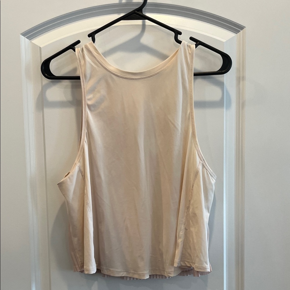 Lululemon Just Pleat It Tank Sheer Cream Crop Top Sleeveless Athletic Gym Yoga - Picture 3 of 7